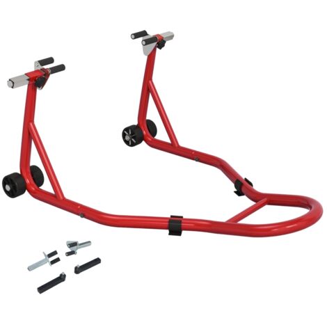 Support pour moto, béquille avant pour moto avec bras oscillant en U et en L, support universel pour atelier, rouge