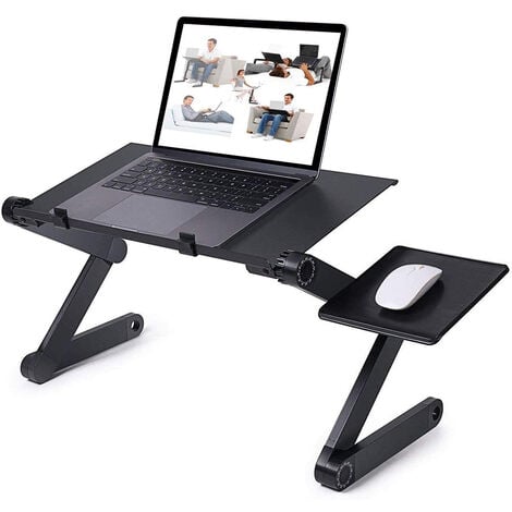 SKECTEN Support pour Ordinateur Portable, Aluminium Support Ordinateur Réglable Ventilé Laptop Stand, PC Portable de Double Arbre Réglable, Ergonomique pour Le Bureau, Noir