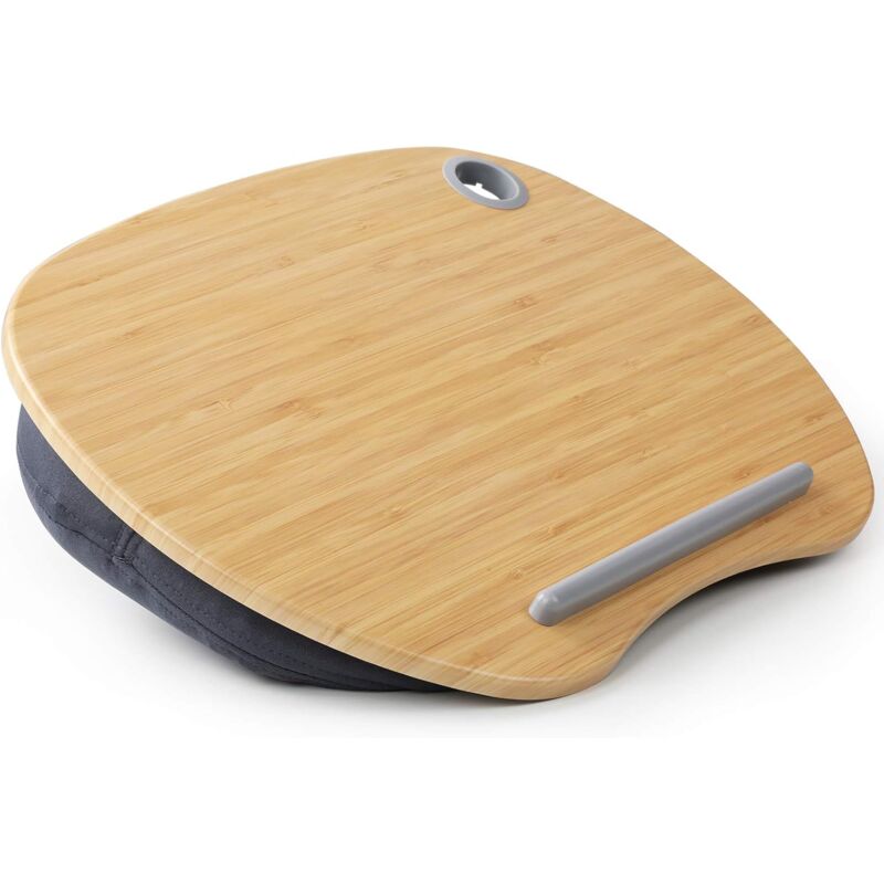 Memkey - Support pour Ordinateur Portable avec Coussin et Plate-Forme en Bambou sur Le Lit et Le Canapé, Bureau de Genou avec Trou de Câble et Bande