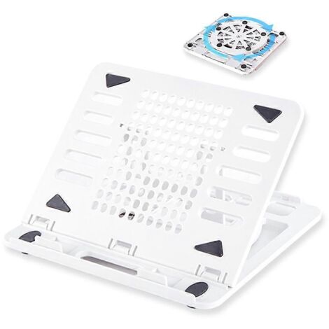 Support pour ordinateur portable réglable en hauteur, plateforme ergonomique surélevée pour ordinateur portable et téléphone portable - modèle avec base rotative - blanc