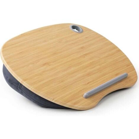 YMYNY Support pour ordinateur portable Ulisem avec coussin et plateforme en bambou pour lit et canapé, surface d'appui avec trou pour câble et bandes antidérapantes, pour PC et tablette jusqu'à 15,6 pouces