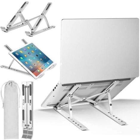 Support pour Ordinateur Portable,Alliage d\'aluminium Support PC Portable Ventilé réglable 80-195 MM Argent