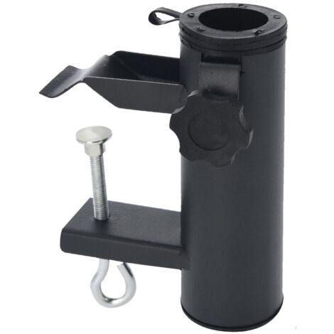 Support pour parasol de balcon en acier noir – Fixation pour mâts jusqu'à 48 mm – Installation sur balustrades – Résistant aux intempéries – Linder Exclusiv