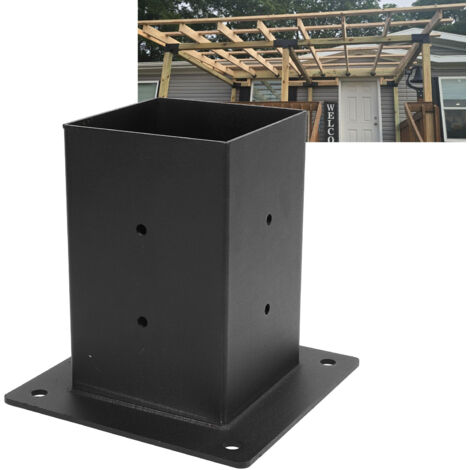 Support pour Pergola Galvanisé Revêtement Peinture noire Pleinement Assemblé Ancrage Bois Rectangulaire 3.6 pouces 1 Pièce avec Vis