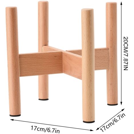 Support pour plante en bois naturel ou brun noyer, hauteur 20cm pour pots jusqu'à 18cm diamètre intérieur, design élégant pour intérieur/extérieur