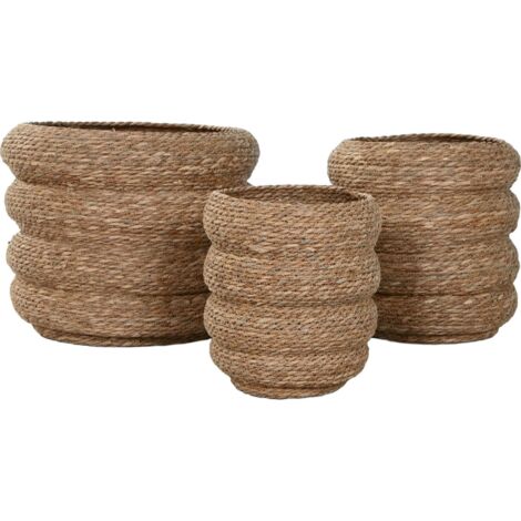 Support pour plante en fibre tressée couleur naturelle urban chic - naturel fibre tressée marron beige