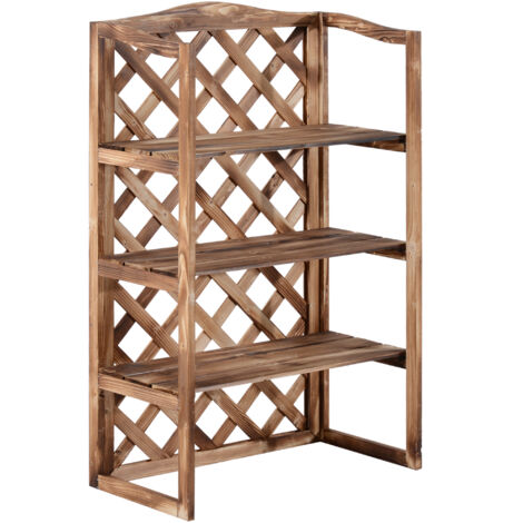 Support pour plantes 3 étages en bois de sapin pour intérieur & extérieur, design gain de place et robuste Modèle8