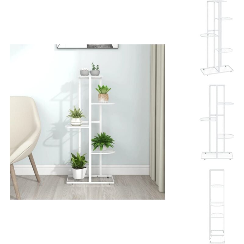 Support pour plantes 5 niveaux 43x22x98 cm Blanc Métal - Support Plante - Jardinerie - Rangement Plantes - Étagère Fleur - Décoration Intérieur