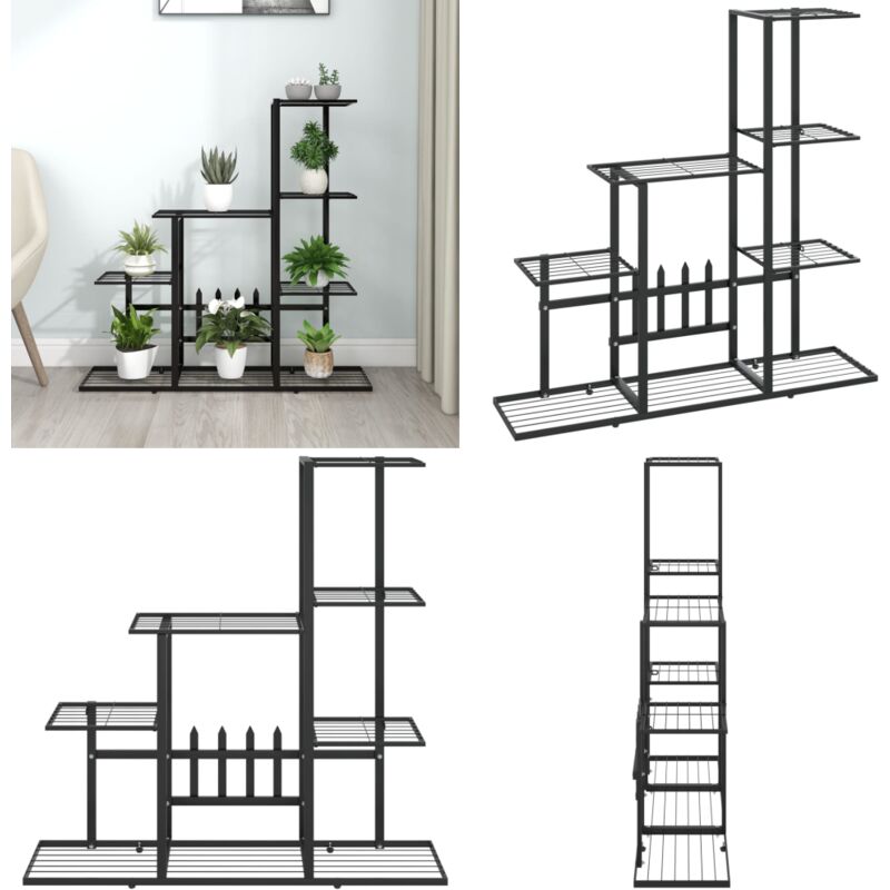 Support pour plantes 94,5x25x88 cm Noir Métal - Support Plante - Jardinerie - Rangement Extérieur - Décoration Jardin - Fleur Pot - Home & Living