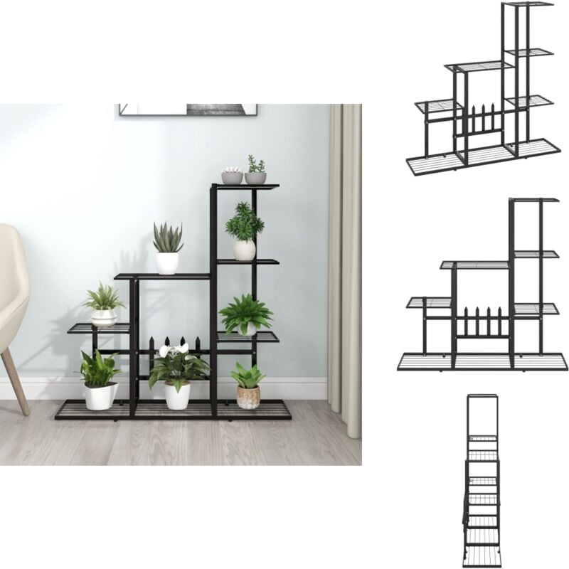 Support pour plantes 94,5x25x88 cm Noir Métal - Support Plante - Jardinerie - Rangement Extérieur - Décoration Jardin - Fleur Pot