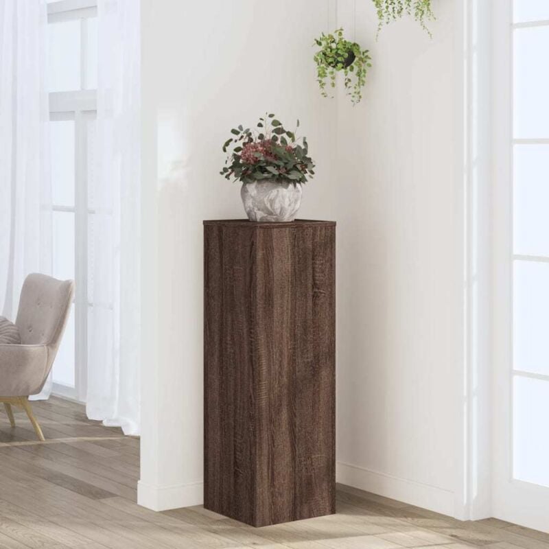 Support pour plantes chêne brun 33x33x100 cm bois d'ingénierie Vidaxl