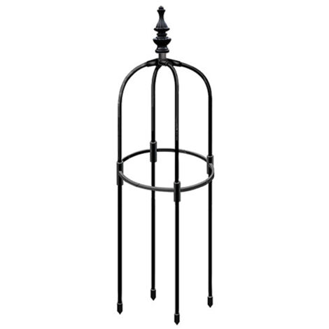 Support pour plantes de jardin en tuyau métallique antirouille pour une utilisation intérieure et extérieure, avec des pots de fleurs ronds et en forme d'obélisque, adaptés aux plantes grimpantes.