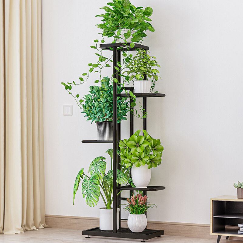 Support pour plantes d'intérieur à 5 niveaux, étagère d'angle pour plantes en pot, support pour 6 plantes, étagère haute pour jardinière d'intérieur
