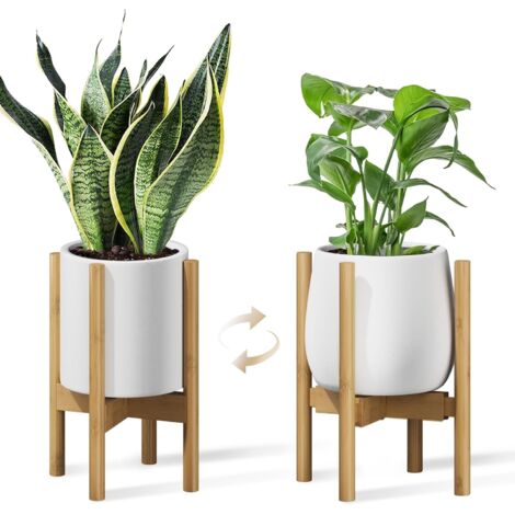 Support pour plantes d'intérieur - Couleur naturelle - Réglable - Télescopique - Convient aux pots de différentes tailles - Hauteur 32 cm