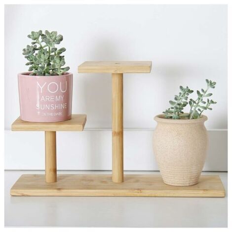 Support pour plantes en bambou, 3 niveaux, support pour pots de fleurs (pots de fleurs non inclus)