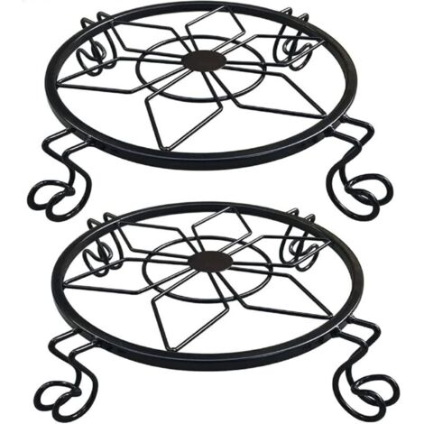 Support pour Plantes en Pot,Support pour Plante en Métal Résistant à la Rouille, Table de Jardin Design en Fer Forgé,Porte-Pots de Fleur en Fer Forgé- Noir