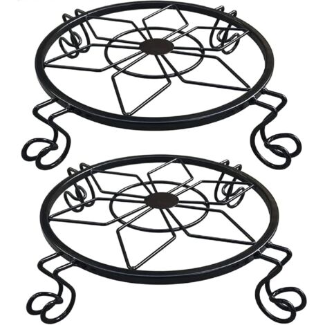 Support pour Plantes en Pot,Support pour Plante en Métal Résistant à la Rouille, Table de Jardin Design en Fer Forgé,Porte-Pots de Fleur en Fer Forgé- Noir