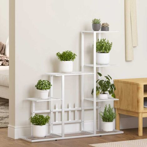 Support pour plantes - Etagères à fleurs - 94,5x25x88 cm Blanc Métal Chic-236000