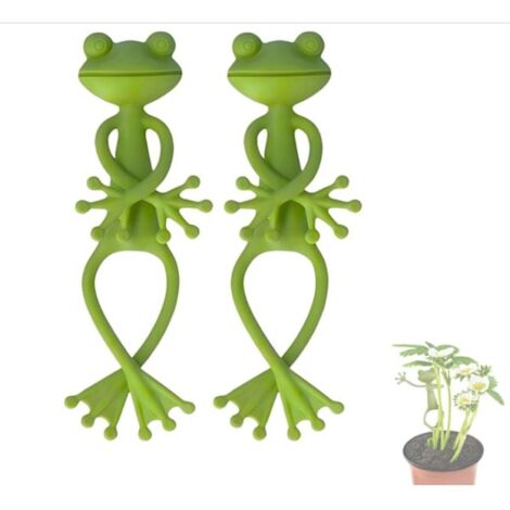 Support pour plantes Grenouille Verte - Mignon, stable, idéal pour les petits pots et les plantes grasses, pot de fleurs décoratif en forme de grenouille pour le jardin, support pour plantes (lot de 2
