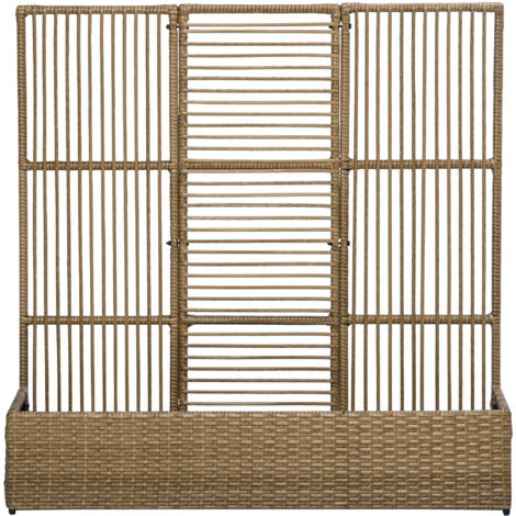 Support pour plantes grimpantes avec treillis, bac rectangulaire en résine tressée et acier, 103 x 29 x 103 cm