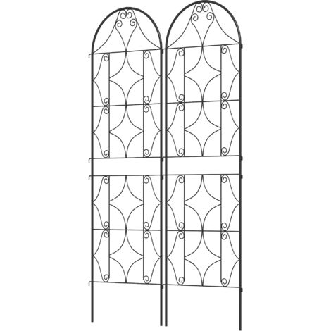 Support pour plantes grimpantes, lot de 2 treillis de jardin en métal noir 50 x 180 cm pour vigne, fleurs, légumes