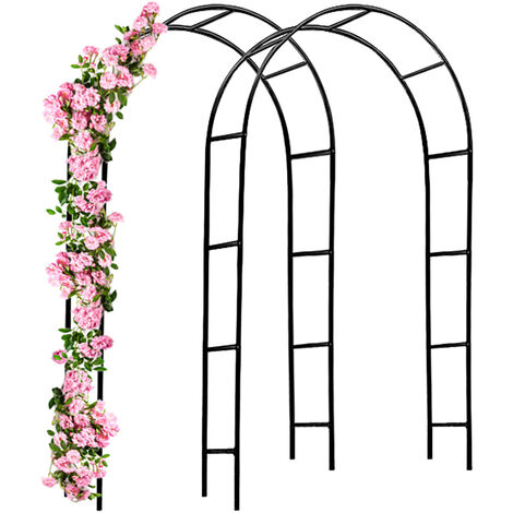 Support pour plantes grimpantes en métal noir – Arche de jardin 240x140 cm – Résistant aux intempéries – Installation rapide avec matériel inclus