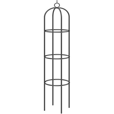 Support pour plantes grimpantes noir en métal Arche de jardin Tuteur plantes Décoration extérieure-1x Rosensäule (de)