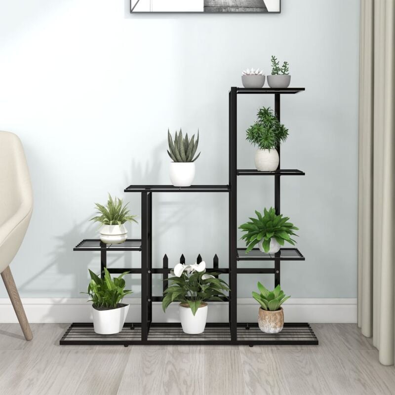 Support pour plantes Étagère à plantes 94,5x25x88 cm Noir Métal 42994