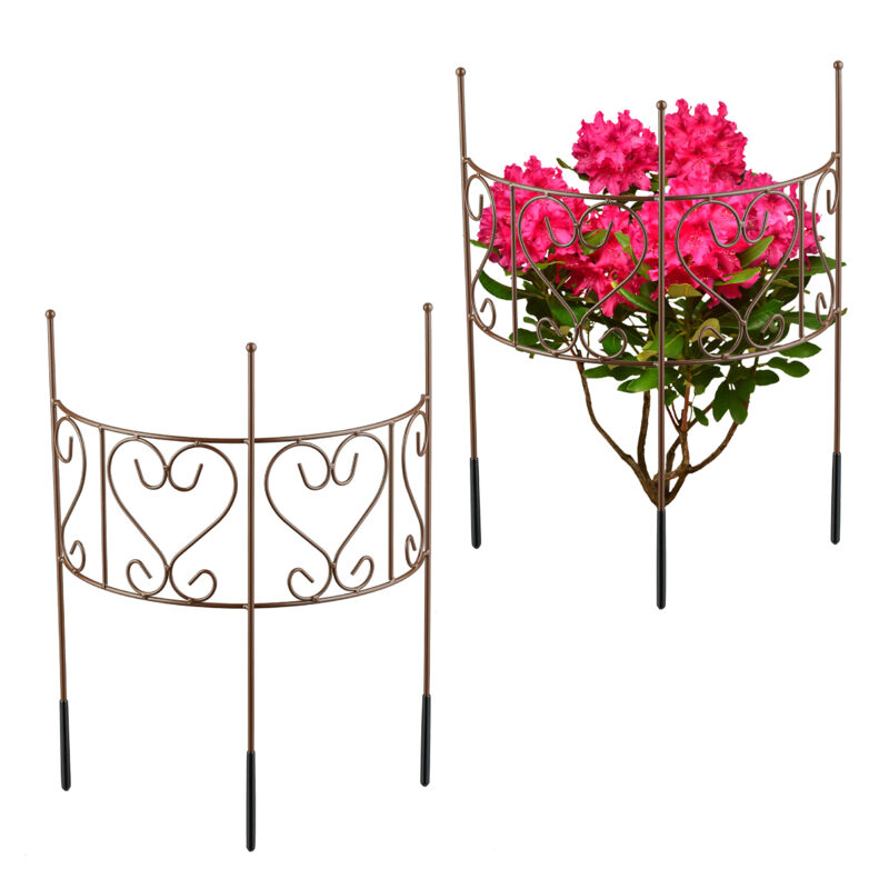 Relaxdays - support pour plantes vivaces, 2 pièces, support pour pivoine & hortensia, 41,5 x 31 cm, acier, marron