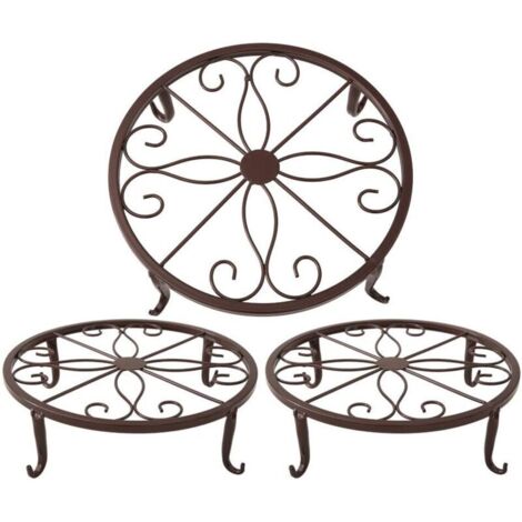 Support pour pot de fleurs en bronze 23 x 23 x 11,5 cm, support pour plantes succulentes d'intérieur et d'extérieur, 3 pièces