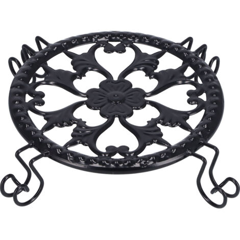 Support pour pot de fleurs noir, élégant, léger et stable, en fer forgé, idéal pour le salon, le balcon ou le bureau.