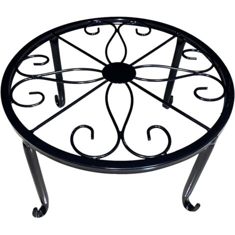 Support pour pot de fleurs, support de pot de fleurs, support antirouille pour plantes grasses - Support rétro en fer pour intérieur et extérieur (noir)