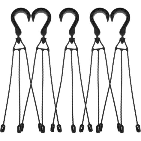 Support pour Pot de Fleurs Suspendu 40 CM en Plastique Noir Lot de 5 Crochets 3 Têtes Rotatives Suspendre Murale Balcon