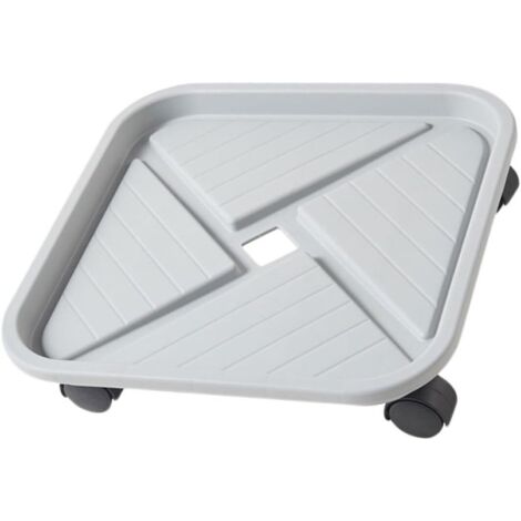 Support pour Pots de Fleurs Carré Mobile 20 Cm Gris en Plastique Épais roulettes, Plateau à Eau pour Intérieur et Extérieur, Support Stable pour Plantes Lourdes et Jardinières