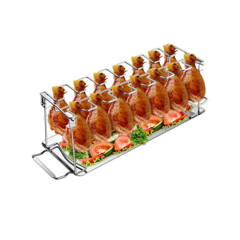 Serbia - Support pour poulet - Support pour cuisses de poulet - Support pour poulet bbq - Acier inoxydable robuste, peut contenir 14 cuisses de