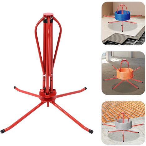 Support pour rouleaux de tuyaux de 200 kg, support pour tuyaux de chauffage au sol, support pour rouleaux de tuyaux de chauffage au sol, support pour rouleaux de câbles, couleur rouge.