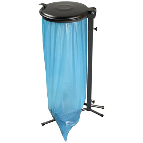 Support pour sac à ordures 70-120 L vert avec couvercle K gris