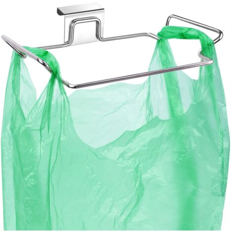 Support Pour Sac À Ordures - Acier Inoxydable - Pour Porte De Placard Cuisine - Fixation Sans Perçage - 9 x 5,5 x 1,6 Pouces - 1 Pièce