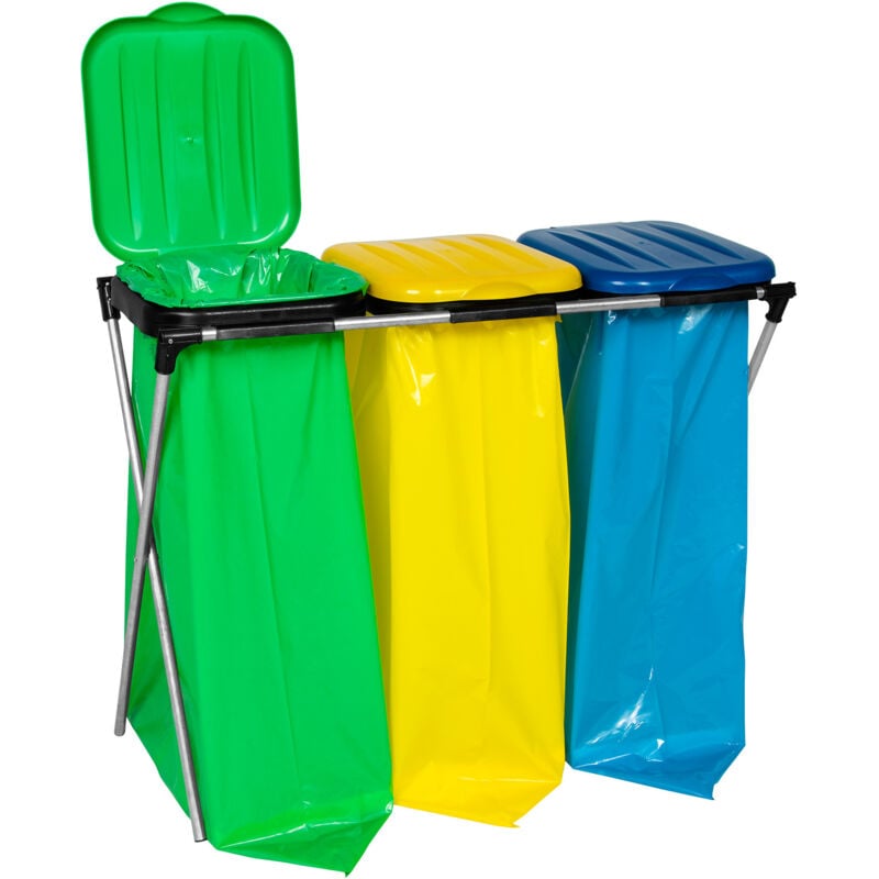 Support pour sacs poubelle 120L pour tri - 3 types de déchets
