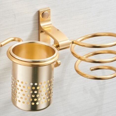 Support pour sèche-cheveux en alliage d'aluminium spatial, support pour soufflante sans perçage, rangement pour salle de bain et articles de toilette