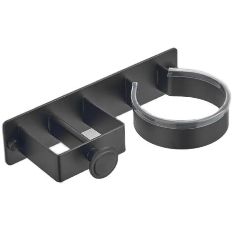 Support pour sèche-cheveux, noir, étagère de rangement pour salle de bain, support pour fer à friser en aluminium spatial