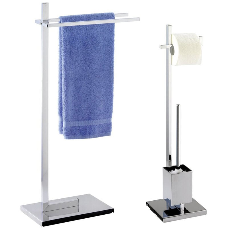 Wenko - Support pour serviettes, papier toilette et brosse wc quadro - set