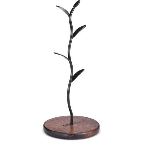 Support pour tasse à café en forme d'arbre à café pour comptoir, tasses à café et tasses à thé Étagère de rangement plan de travail Accessoires de bar & organiseur de cuisine Noir (4 crochetsm