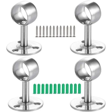 Support pour Tringle à Rideau - 4Pcs, Support de Tube Penderie, pour Garde-Robe, Tringle à Rideaux, Tringle à Vêtements