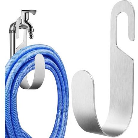 Support pour tuyau d'arrosage Crochet métallique pour robinet Support en caoutchouc pour tuyaux d'arrosage Fixation murale robuste pour rangement extérieur 6 x 9 x 23 cm