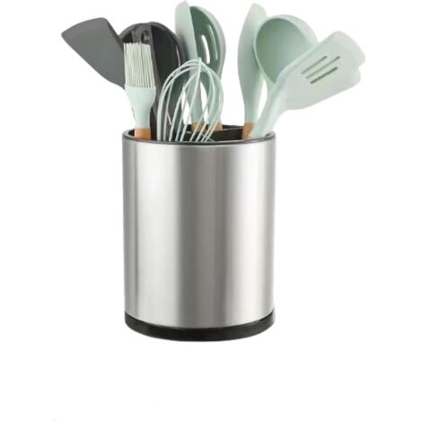 Support Pour Ustensiles De Cuisine - Rotatif 360° - Acier Inoxydable - 3 Compartiments - Dimensions 16 X 16 X 20,3 Cm - 1 Pièce