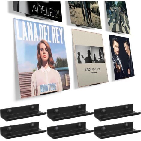 Support pour Vinyles, Support Disques Vinyle Étagère en Acrylique Pour Disques Flottante Murale 6 PCS Support de Vinyle en Acrylique Noir Étagère Murale Pour Albums