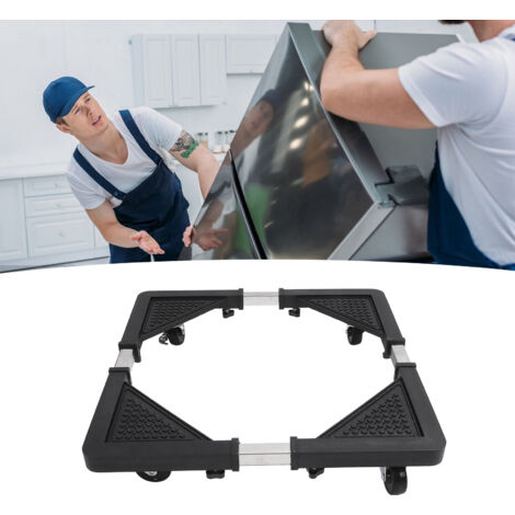 Support Réfrigérateur Mobile avec Roues à Blocage - Socle Universel Réglable 40-60cm pour Machine à Laver - Rack PP & Acier Inoxydable