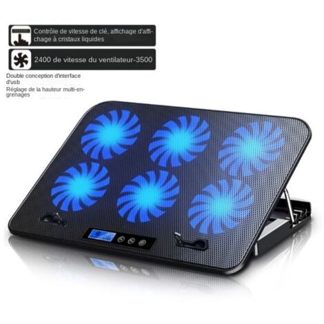 Support Refroidisseur à 6 ventilateurs pour PC portable, notebook, consoles, Compatible périphérique de 9 à 17\"