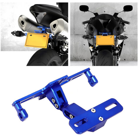 Support réglable télescopique en alliage d'aluminium pour plaque d'immatriculation avec éclairage LED moto